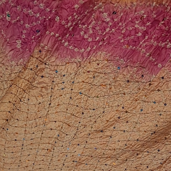 EUC Y2K Casual Studio 100% Silk Sequined Ombre Crinkled Skirt - Picture 12 of 14